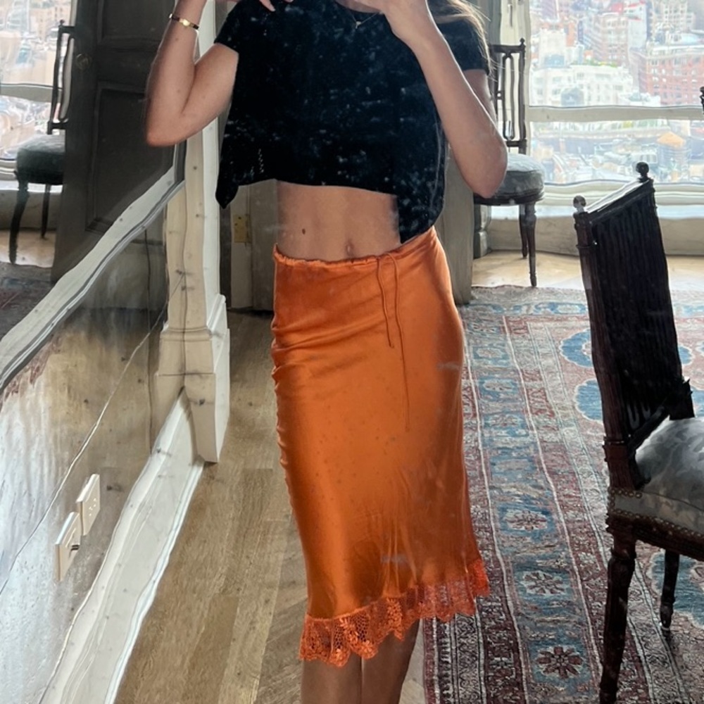 MIGUELINA ORANGE SILK SKIRT